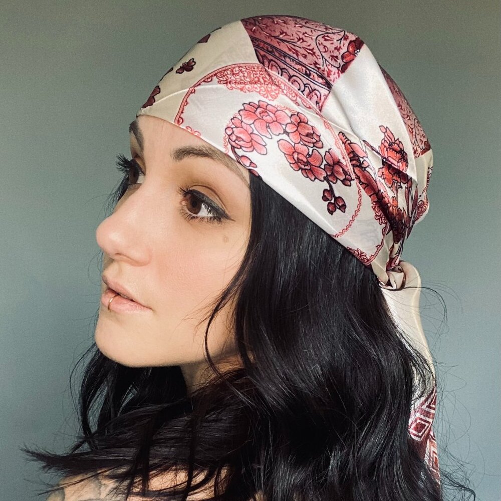 Red Printed Silk Scarf